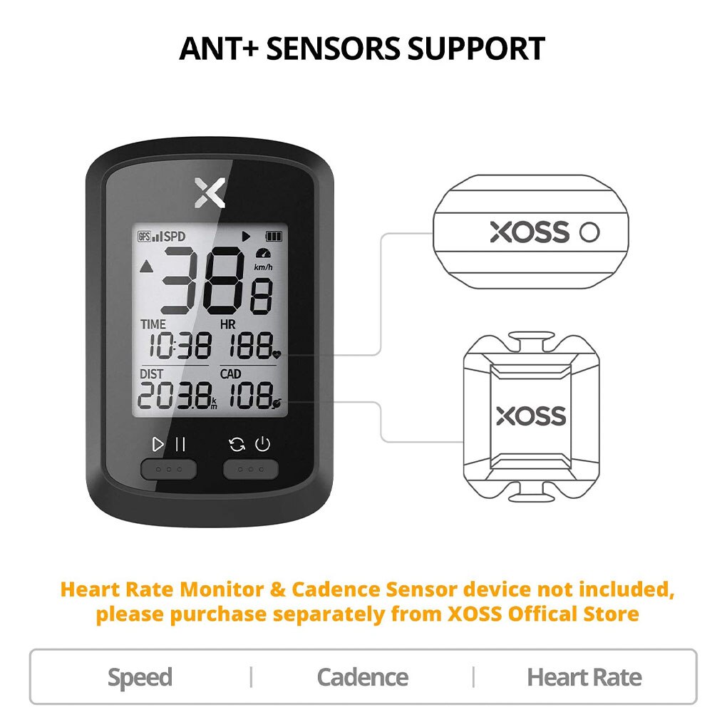 Xoss G/G Plus Draadloze Gps Snelheidsmeter Racefiets Mtb Fiets Bluetooth Ant + Met Cadans Fietsen Computer: XOSS G plus