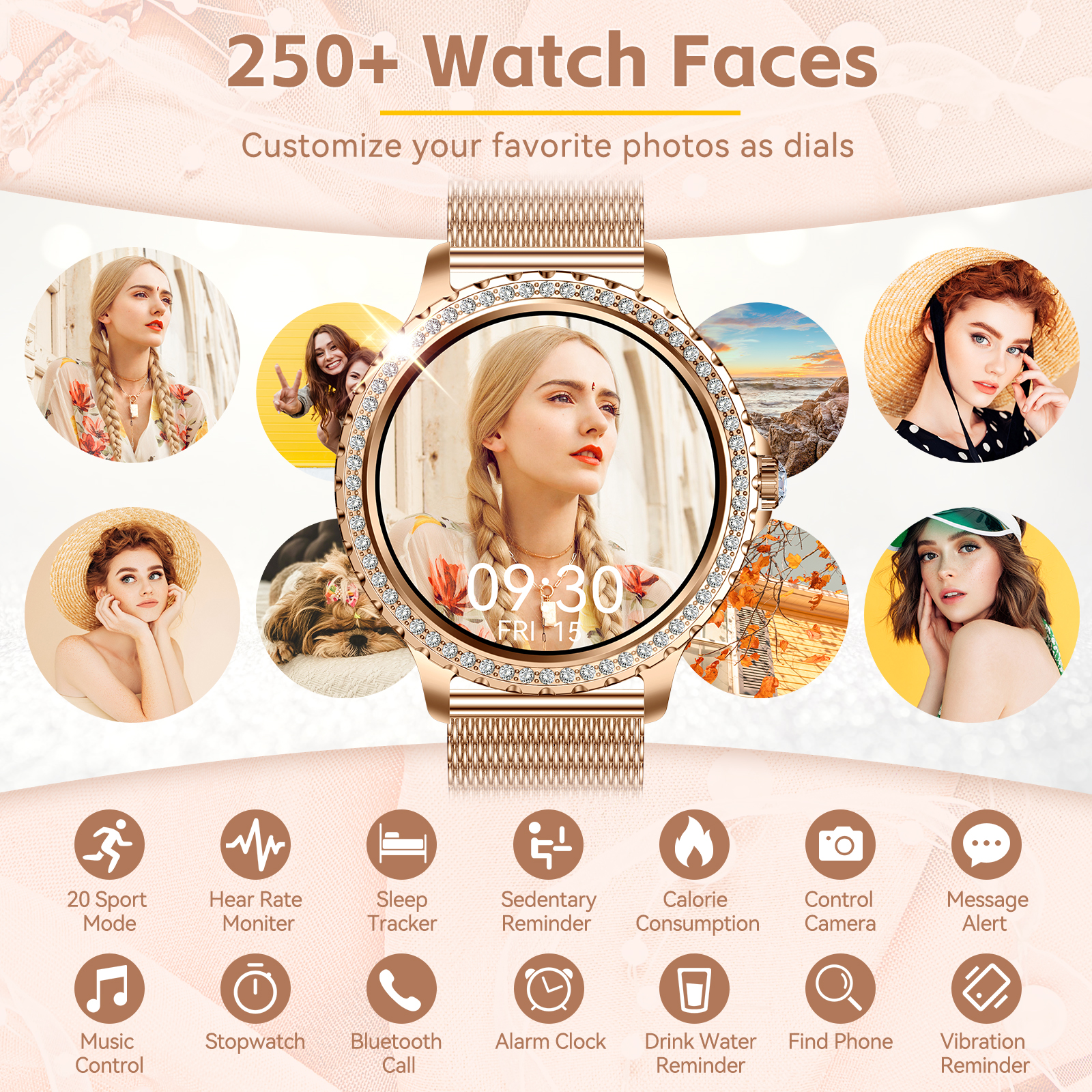 EIGIIS-Montre intelligente I58 pour femme, écran HD 2024 ", montres de sport à la , appel Bluetooth, moniteur de santé, étanche IP67, , 1.32