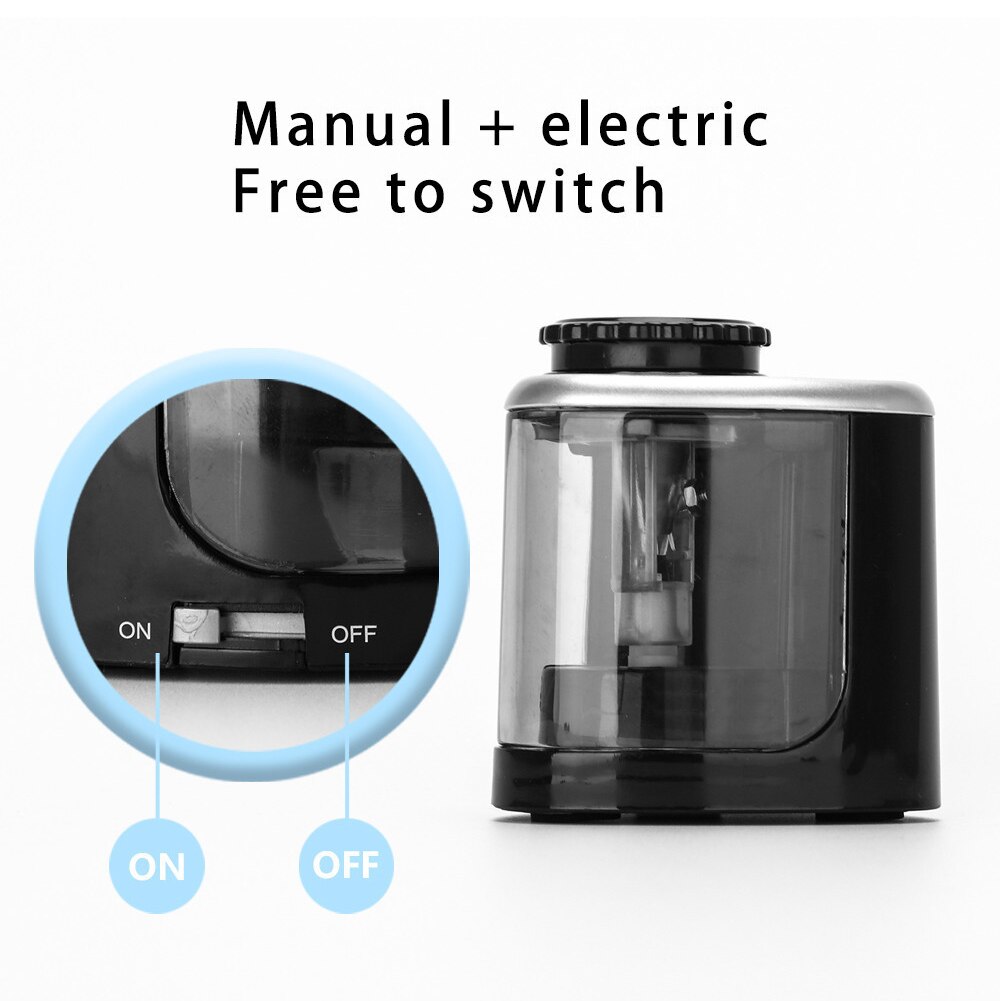 TC8005 Home Tools Automatic Office For School Durable Classroom Electric Pencil Sharpener Transparent Window Battery Powered