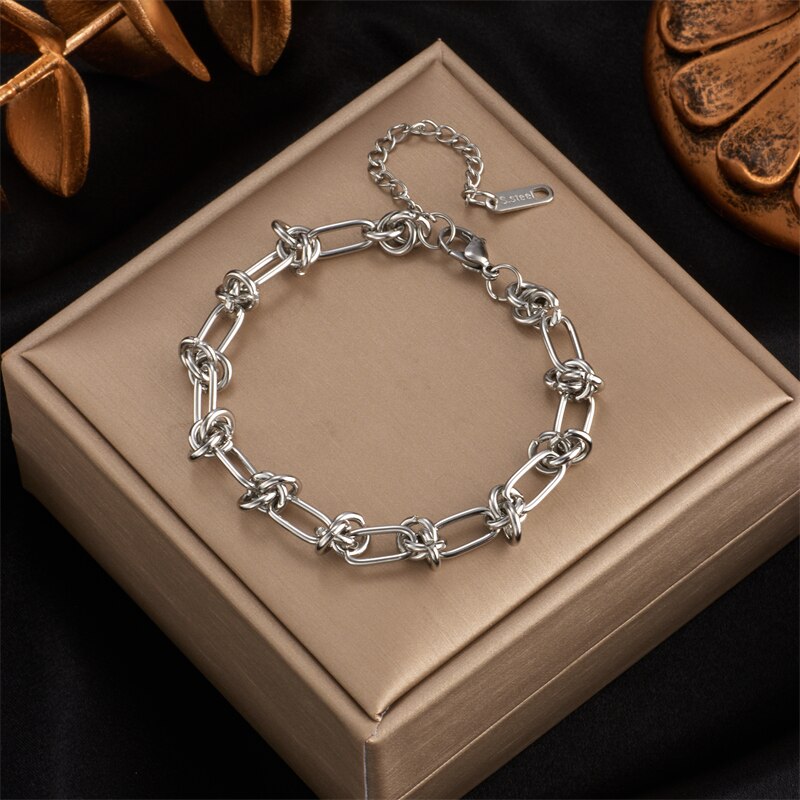 MEYRROYU Edelstahl modisch Smaragd Grün Kleinen Platz Kette Armbänder Neue Für Frauen Männer Partei Schmuck: Armband Stahl Farbe