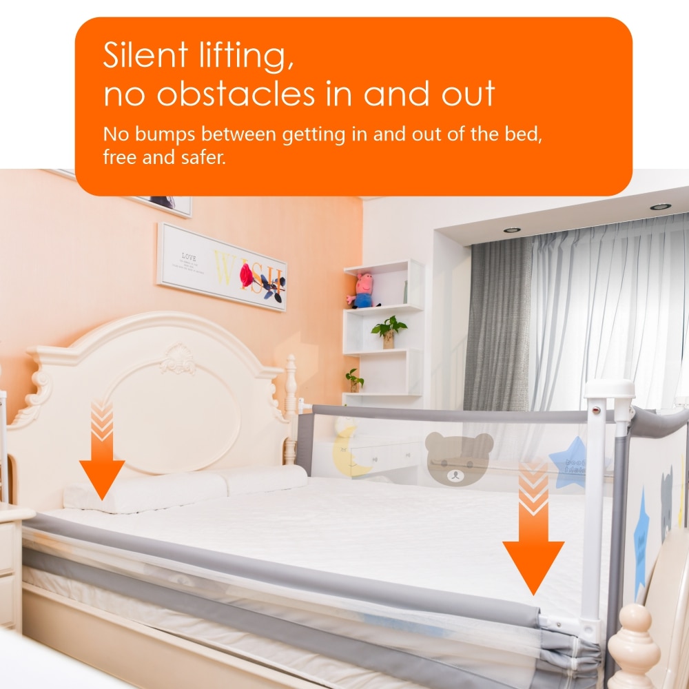 Children's bed barrier fence safety guardrail security foldable baby home playpen on bed fencing gate crib adjustable kids rails