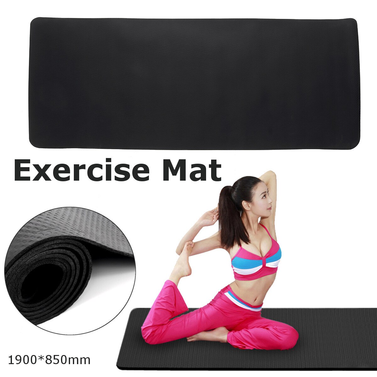 190x85cm NBR Exercise Mat Gym Fitness Equipment For Treadmill Bike Protect Floor Mat Running Machine Shock Absorbing Pad Black