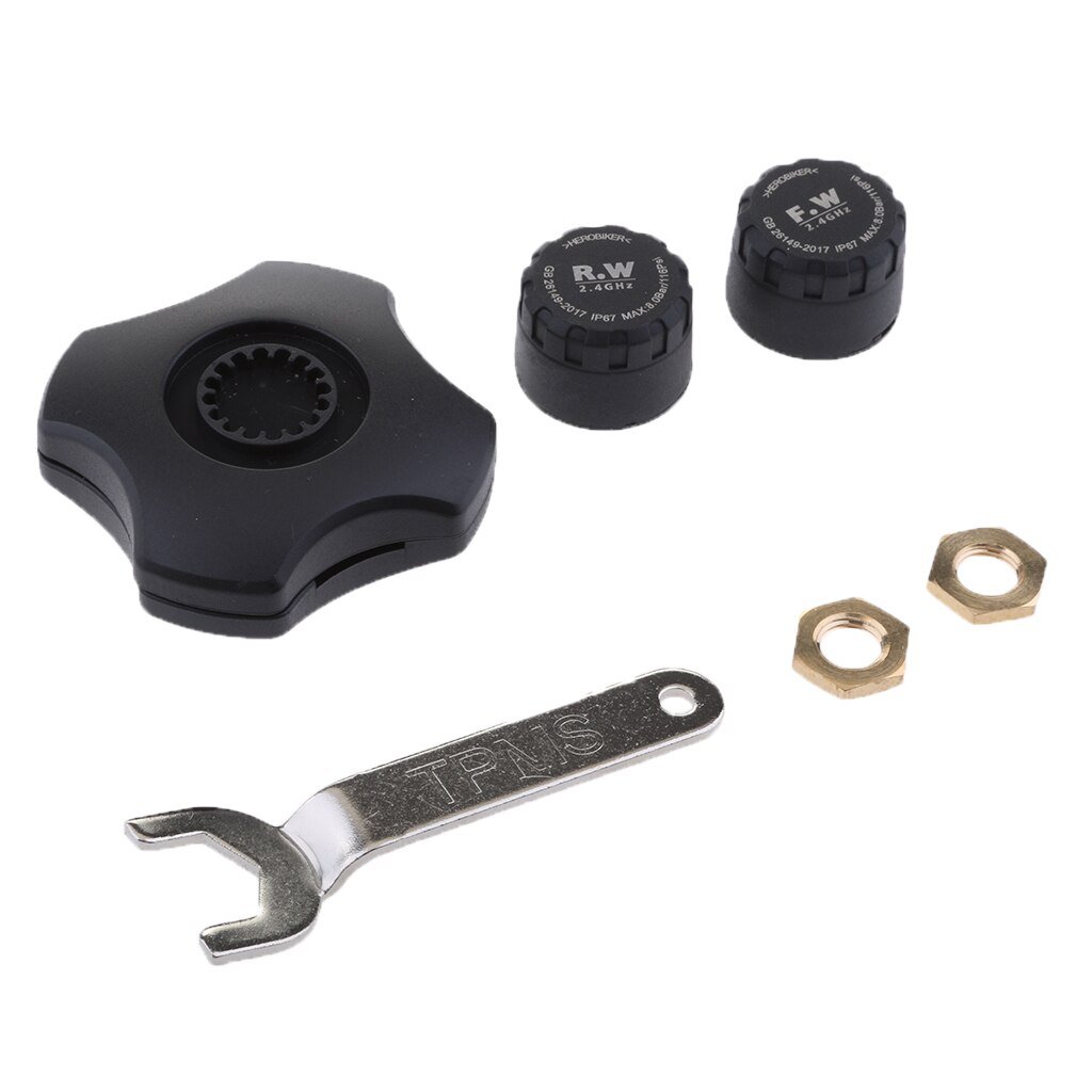 Tyre Pressure Monitor System TPMS Bluetooth Car Motorcycle 2 Cap Sensors