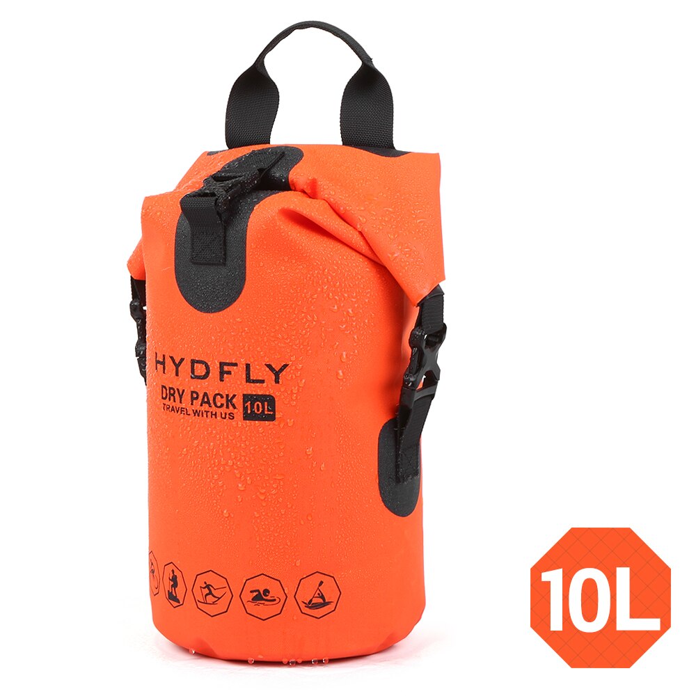 20l udendørs vandtæt taske trekking tør taske vandtæt rygsæk fiskeri flydende roll-top sport taske drivende vandtæt taske: Orange 10l