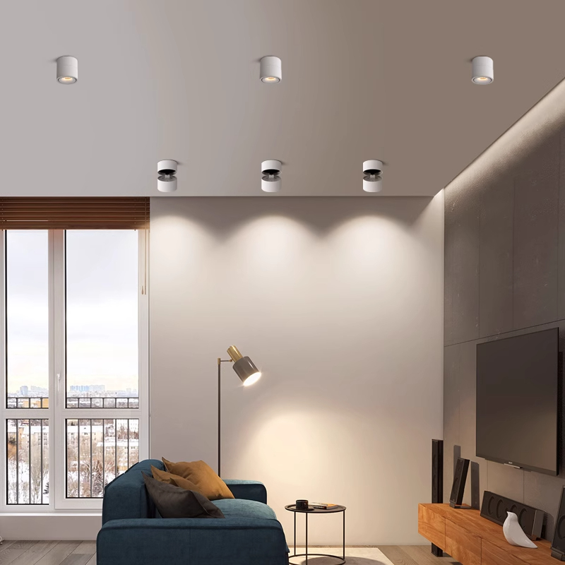 Surface mounted spotlight adjustable angle single folding ceiling downlight household without main light aisle ceiling light