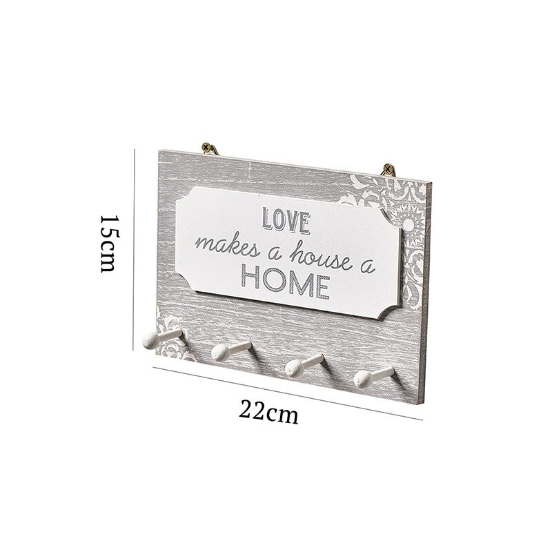 Wall hanger of Key Wooden Decorative Keys Sundries Hook Coat Holder Rectangle House Shape Rack Home hallway Hanging Organizer: 15x22cm