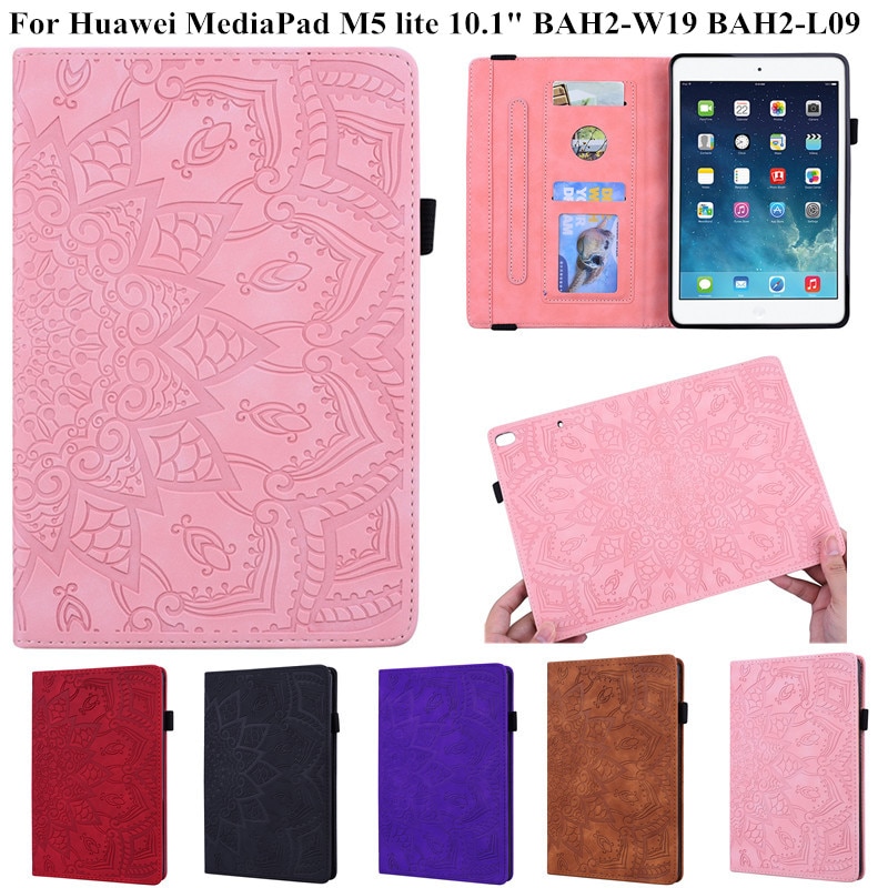 Huawei mediapad  m5 lite 10 bah 2-l09/w19 dl-al09 kotelo ylellinen vintage nahkakansi jalusta smart kotelo huawei  m5 lite 10
