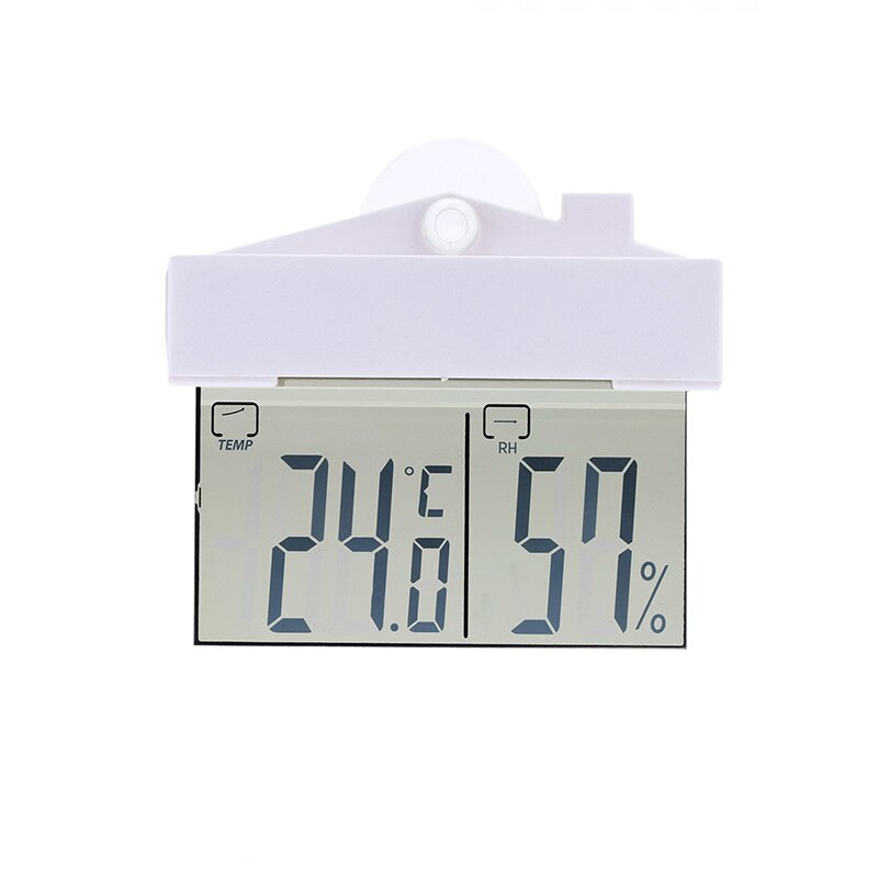 Digital Transparent window Display Thermometer Hydrometer Indoor/Outdoor Temperature Humidity meter Station with Suction Cup