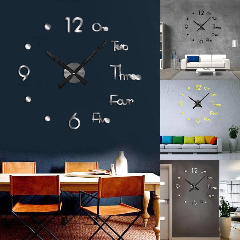 Digital Self-adhesive Wall Clock 3D Modern Wall Sticker Room Clock Decorative Wall Mute Wall Living Indoor Sticker Clock