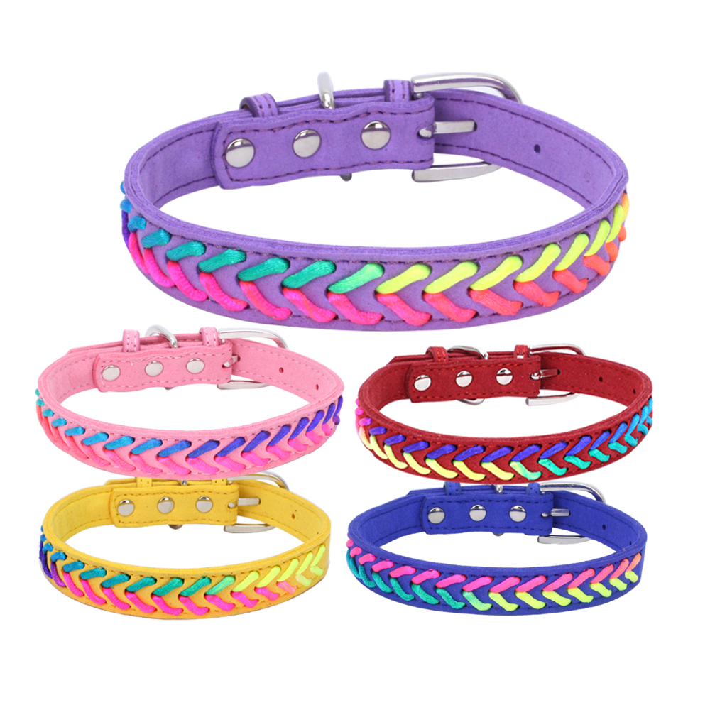 Braided Dog Collars Soft Suede for Small Medium Dog Pet Puppy Chihuahua