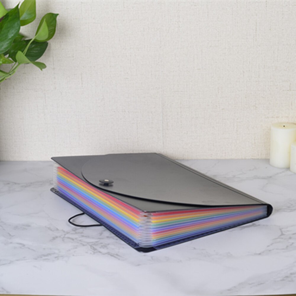 Expanding File Folder 13 Pockets, black Accordion A4 folder Document Bag Office School Supply