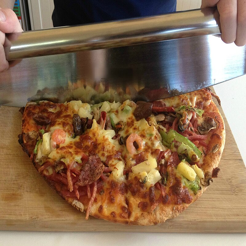 Kommerciel pizzaskærer i rustfrit stål med låg pizzasnitter/dejskærer pizzaer til skæring af wienerbrødværktøjer 066