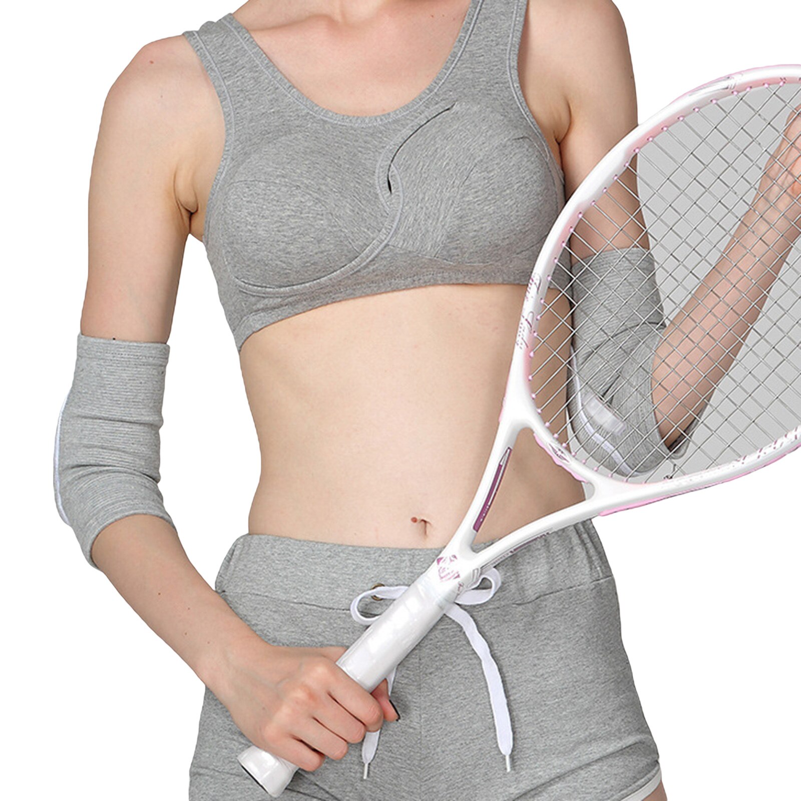 Coudière épaisse en tricot pour adultes, protection du corps, enveloppe d'exercice, pour femmes et hommes, noir/gris/rose: GRIS / S