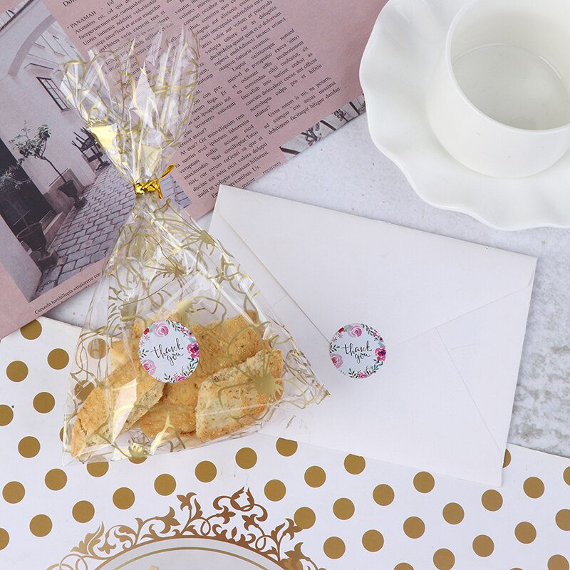 500 etiketten/rol ''bedankt'' stickers zegellabels bloemen briefpapier stickers