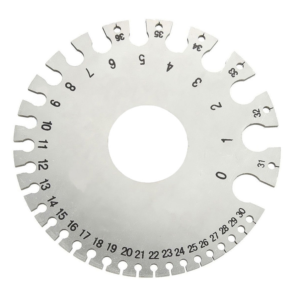 0-36 Round AWG SWG Wire Gauge Thickness Ruler Gauge Diameter Stainless Steel Measurer Tool