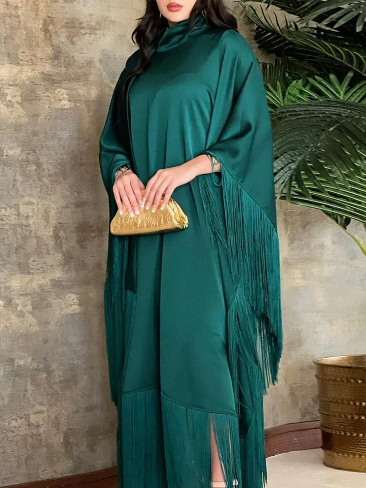 Caftán Eid para mujer musulmana, Vestido largo de noche, Ramadán, Dubai, Abaya, Turquía, Islam, 2023: green