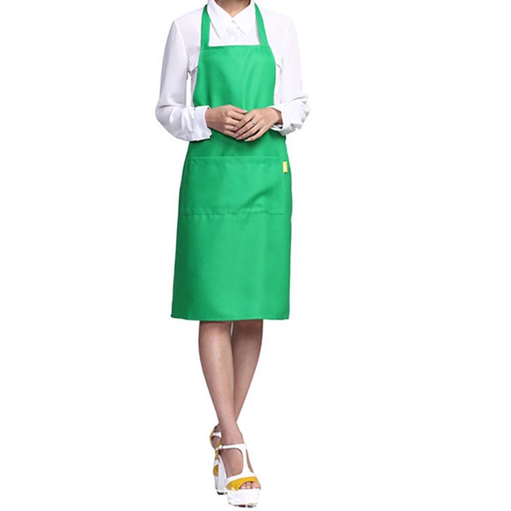 Skønhed frisør kaffebar arbejde ensfarvet forklæde kok kok kok catering backless bib polyester vandtæt forklæde: Grøn