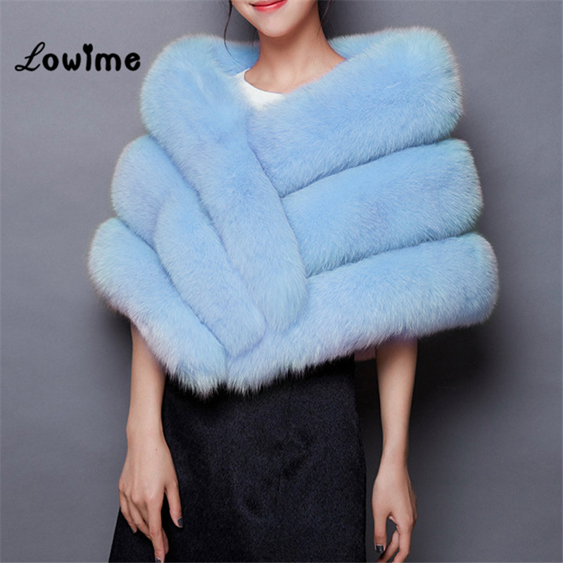 Multi Farbe Auf Lagerbier Bolero Frauen Faux Fell Hochzeit Jacke Günstige Pelz Schal Braut zucken Kap Mariage Winter Braut Mantel Neue