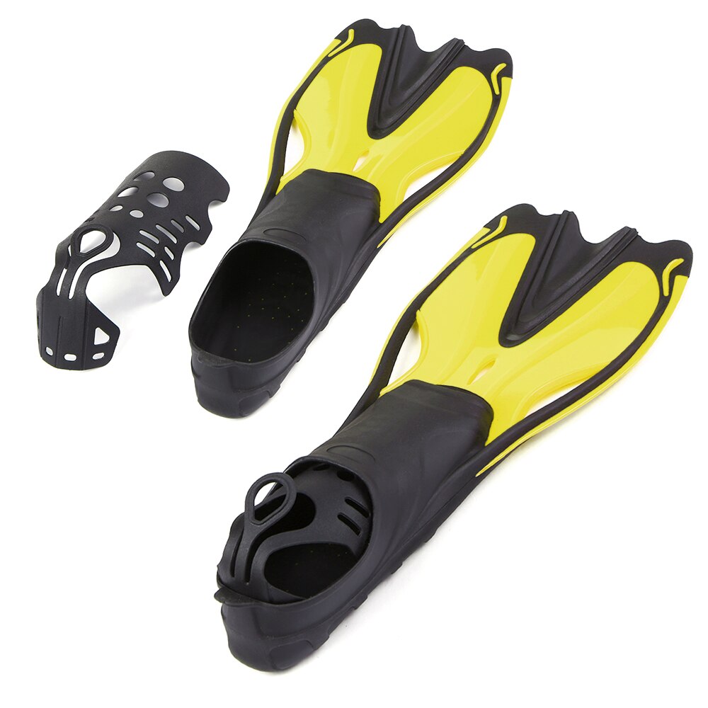 Lixada Volwassenen Duiken Vinnen Volledige Voet Duiken Vinnen Dicht Hak Training Flippers Voet Pocket Vinnen Mannen Vrouwen duiken zwemmen schoenen: Geel / XS/S