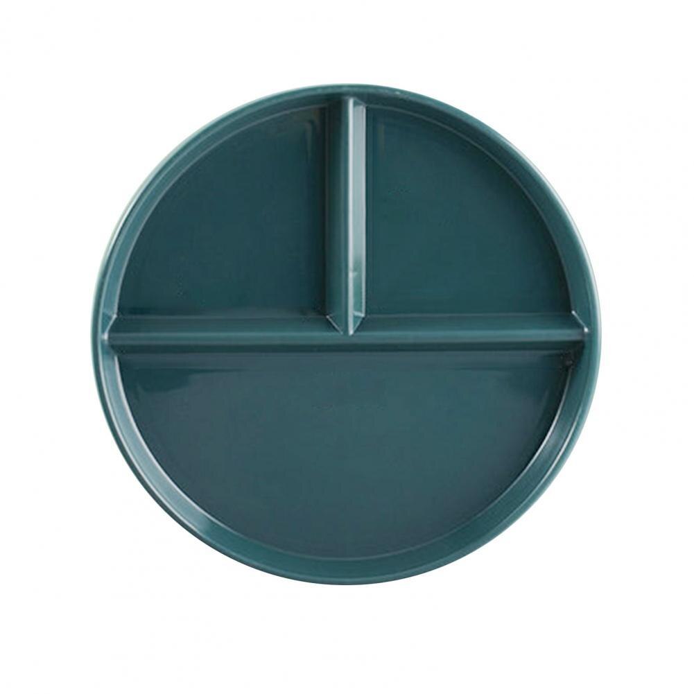 Plat de service léger à bord lisse, plat de stockage des aliments de , plat de service rond divisé en trois grilles pour la maison: Atrovirens