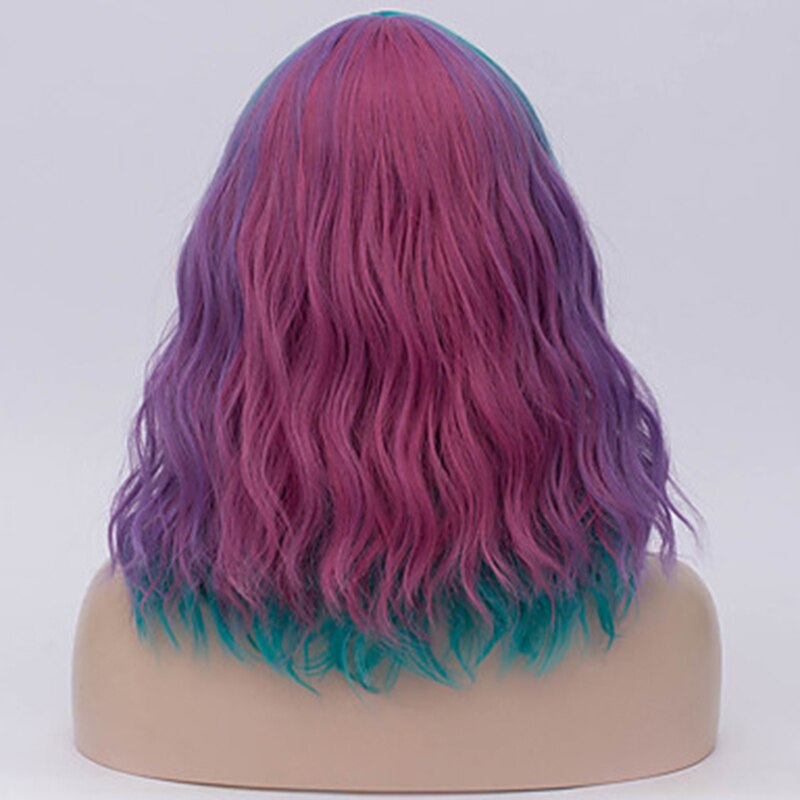 HAIRJOY Women Synthetic Hair Cosplay Wig Rainbow Multi Color Party Wigs: purple blue