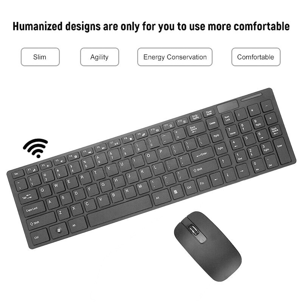 2.4G Rechargeable Wireless Keyboard Mouse Combo Set Black /White Keyboard And 1000 DPI Mice, For Computer PC Laptop