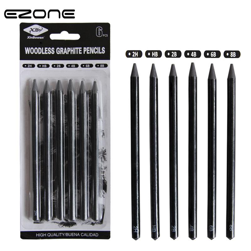 Ezone pure carbon skitsepenne skitse blyant 2b/4b/6b/8b/2h/ hb træfri kul blyant til kunststuderende blyanter