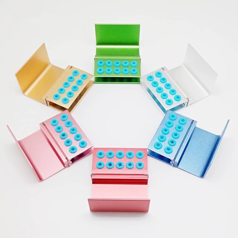 10 Holes Dental Burs Block Holder Disinfection and Autoclave Burs Holder Aluminum