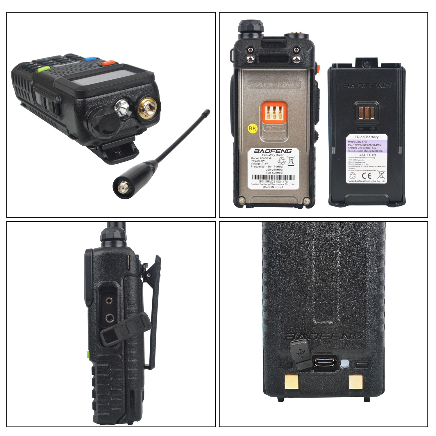 Baofeng UV-5RM Multi Band Walkie Talkie, Air Band, One Key, Cópia de Freqüência Rápida, 8W, Vox Scrambler, Rádio FM, 8W, 999Ch