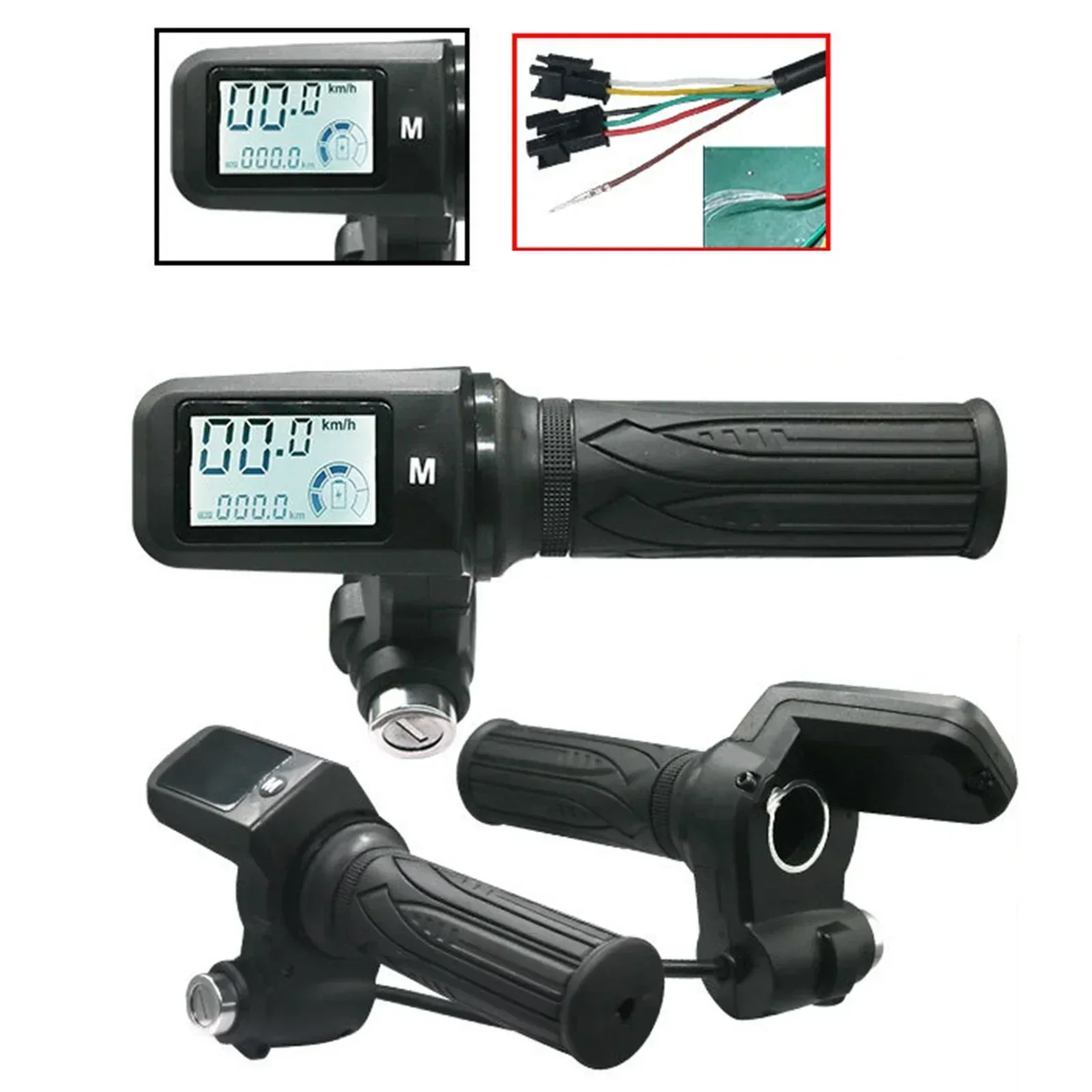 1 par elcykel gashandtag 24v-72v elsparkcykel trehjuling cykelgrepp styren led-display praktisk cykeltillbehör