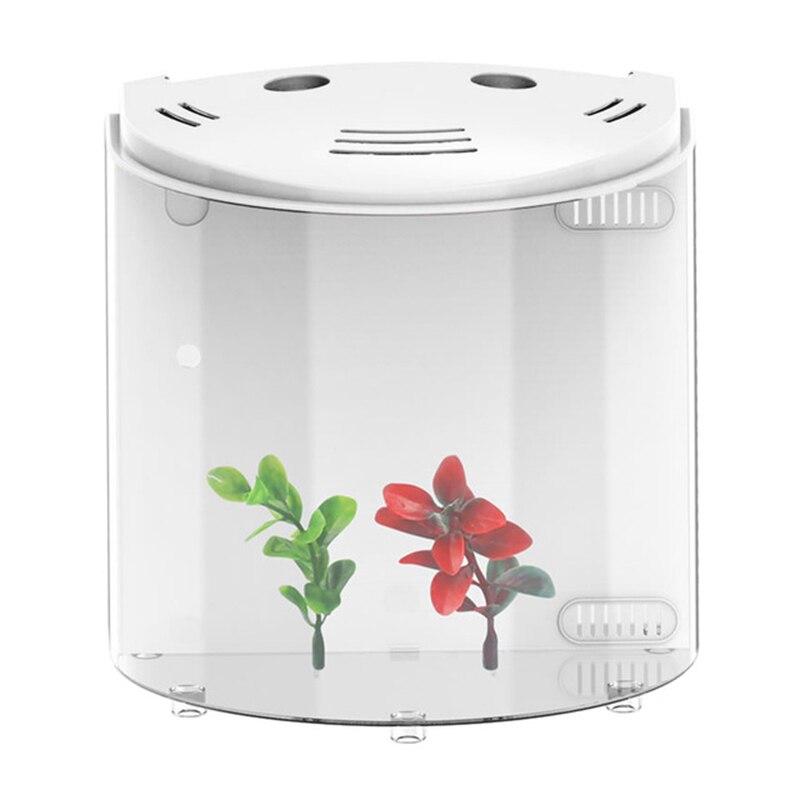 Mini Aquarium demi-lune USB , Mini Aquarium Transparent à faible puissance et haute luminosité, de bureau: White
