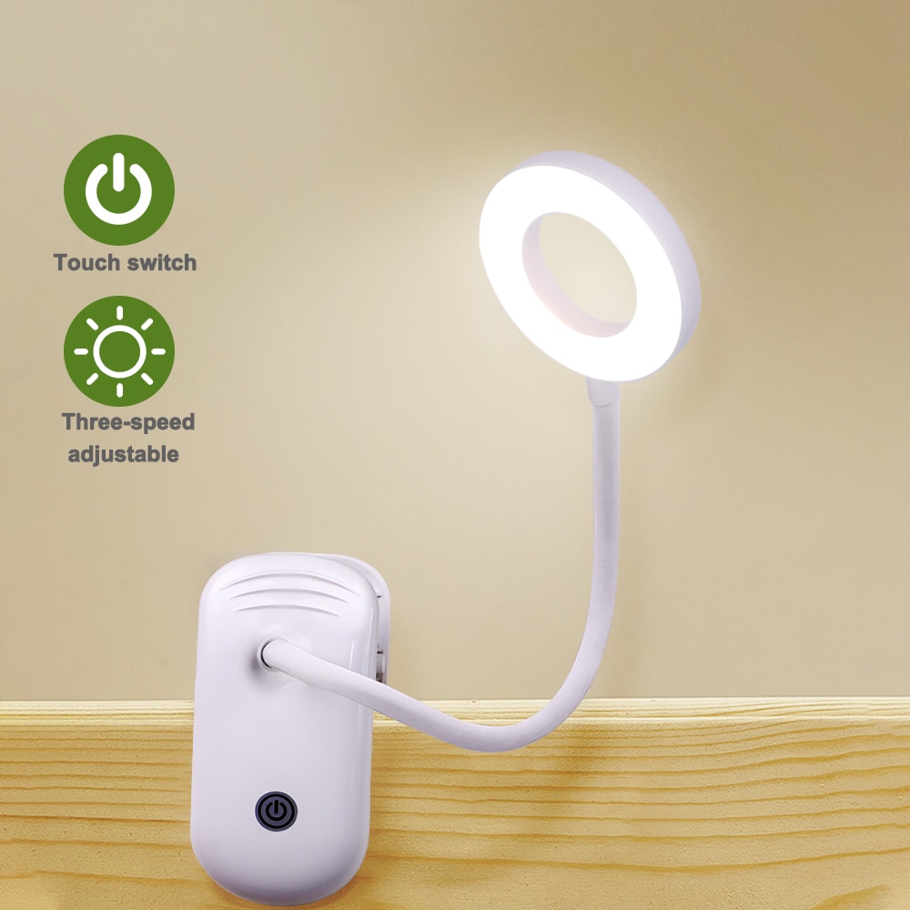 Interruptor táctil LED On/off 3 modos Clip lámpara de escritorio 7000K protección ocular lectura Dimmer recargable USB Led lámparas de mesa