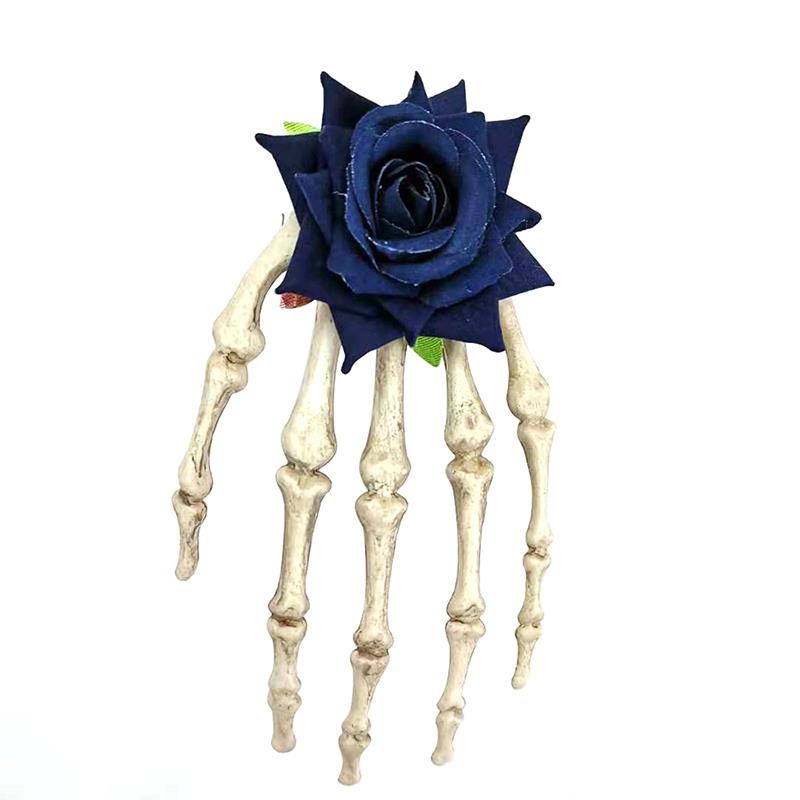 Mano huesuda horquilla de color rosa mano con calavera mano huesuda horquilla de color rosa gran tocado joyería chica Halloween decoración para el hogar niños Navidad: 5