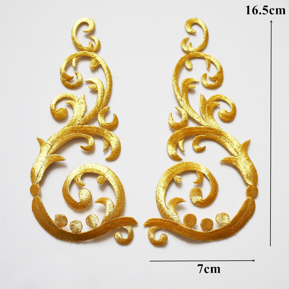 Apliques de flores barrocas bordados en oro y plata, parche para coser para boda, vestido de novia, ropa, tela, decoración de vestido, manualidades DIY: Láser brillante
