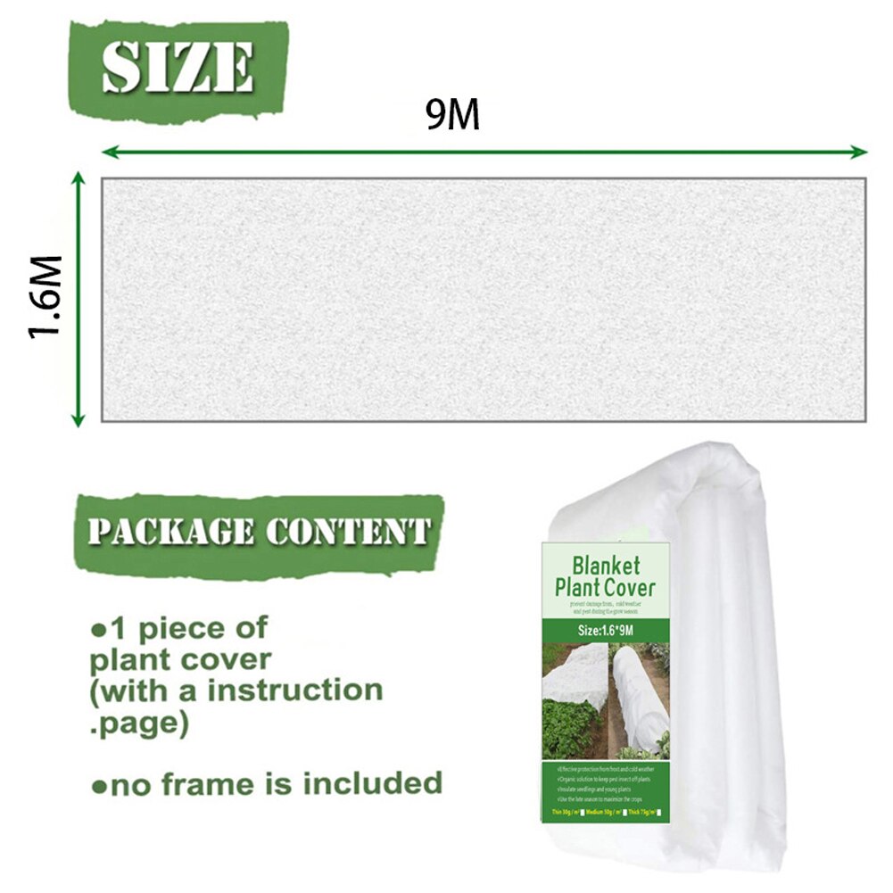 Cubierta anticongelante para plantas, Protector para jardín, tela no tejida, para frutas, verduras, protección contra heladas, blanco, 1 Uds.