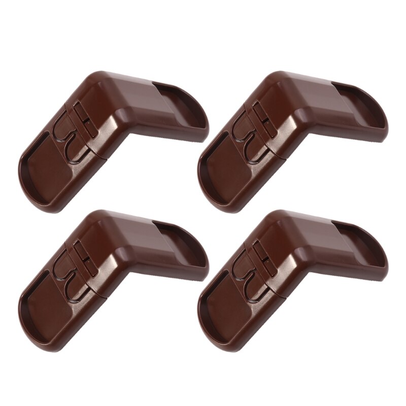 4 stuks Baby Kind Veiligheidsslot Deur Gesp Lade Kasten Anti Pinch Hand Beschermen Veiligheidsslot: coffee