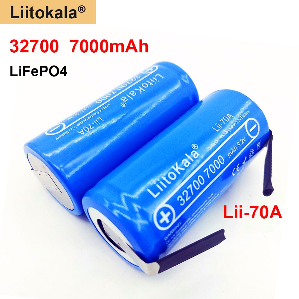 Liitokala Lii-70A High Power 3.2 V 32700 7000Mah Batterij 6500Mah LiFePO4 35A 55A Continue Afvoer Batterij + nikkel Lakens