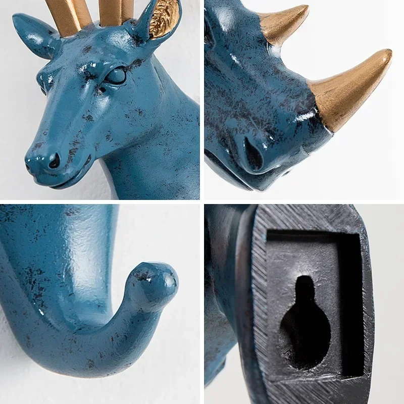 Muur Gemonteerde Haken Dierenkop Rek Kappen Muur Hanger Paard Giraf Elanden Olifant Haken Decoratief Decor Badkamer Accessoires
