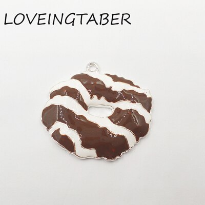 ( Choose Color First ) 42mm*33mm 10pcs/lot Silvery Color Samoa Girl Scout Cookie All Enamel Necklace Pendant: Brown