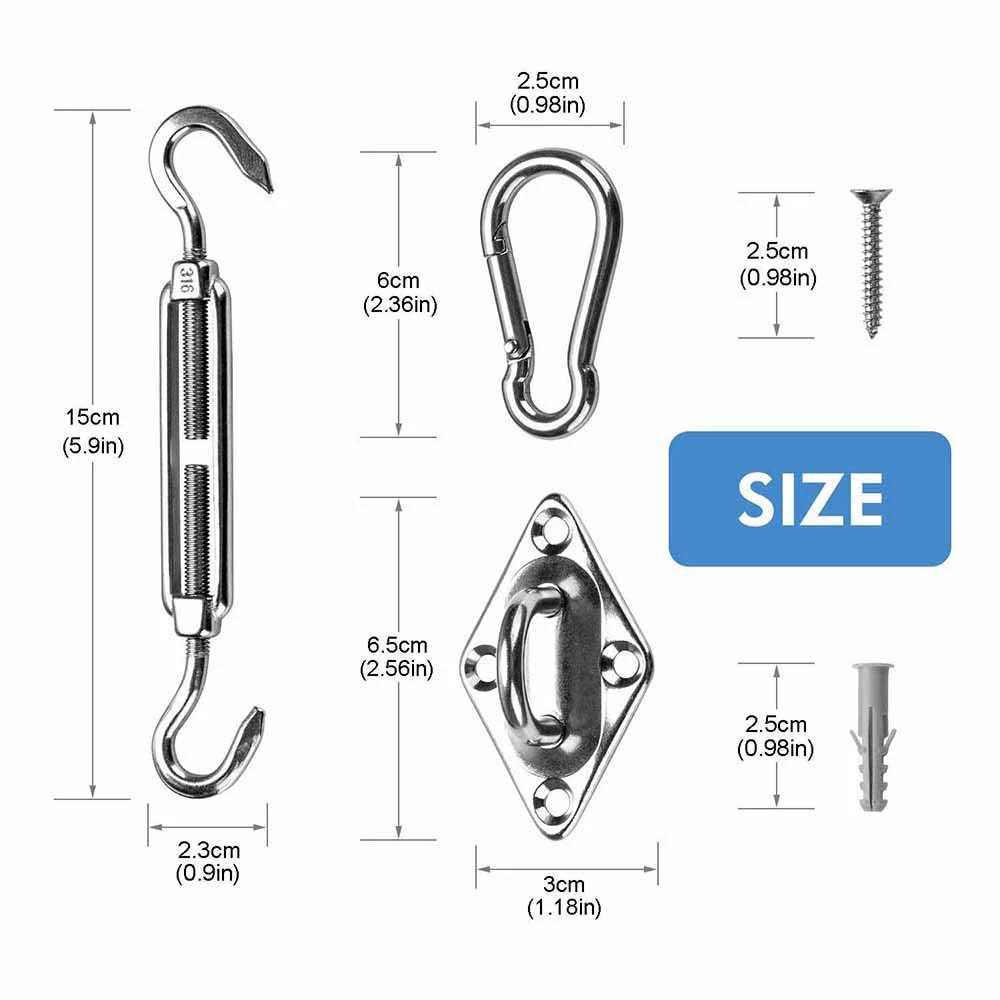 Driehoek Zon Shade Sail Canopy Uv Blok Uv-bestendig Outdoor Patio Stof Onderdak Doek Scherm Luifel Met Hardware Kit
