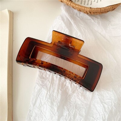 Hangzhi 2020 novo vintage grandes garras de cabelo pérola marrom acrílico lavagem rabo de cavalo titular grampos de cabelo para acessórios de cabelo feminino: C-8.5cm