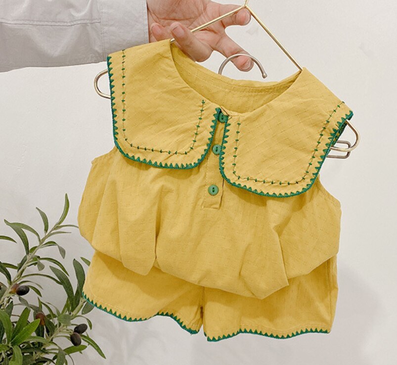 Babymeisjeskleding zomerkledingset katoenen t-shirt + shorts 2- delig kinderpak kindertrainingspak