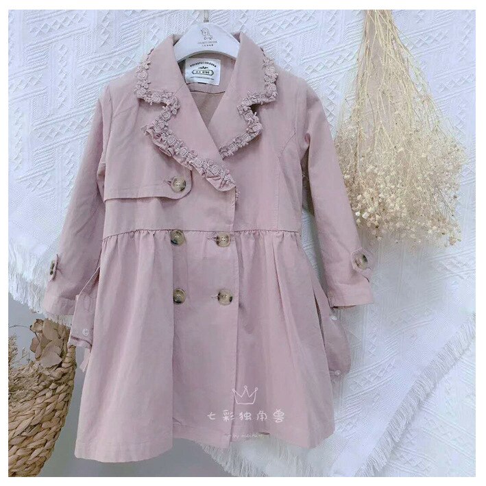 Babymeisjes windjack jassen herfst winter kindermeisjes effen lange casual windjack prinsessenjassen trenchcoat bovenkleding: Paars  / 5t