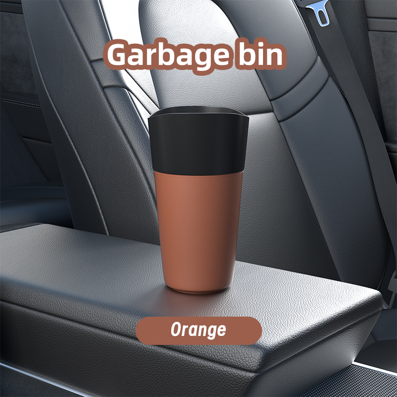 Mini Bunte Leder Auto Mülleimer Auto Staub Lagerung Container Wasserdichte Müll Behälter Lagerung Kasten Auto Zubehör Vielseitig: Orange