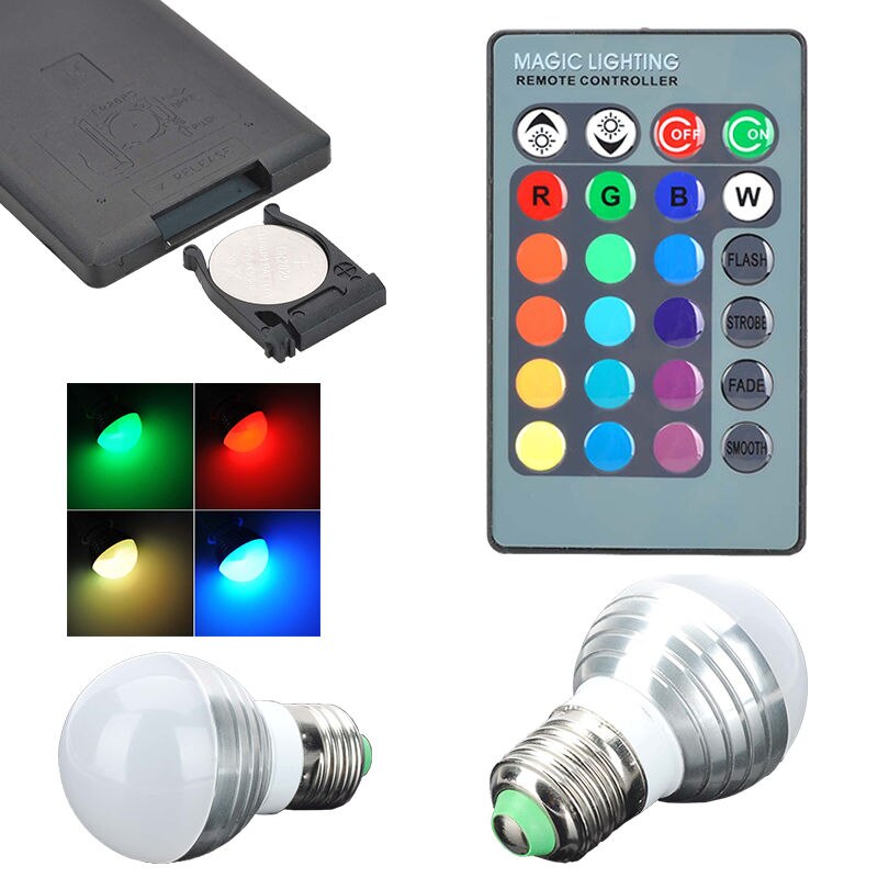 Soveværelse sæt  e27 led rgb pære lampe  ac110v 220v 3w led rgb spot lys dæmpbar magisk rgb belysning + ir fjernbetjening