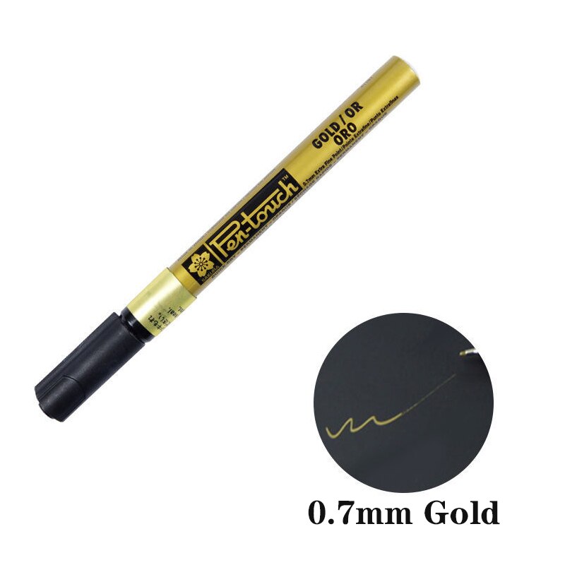 Silver Gold Permanent Metallic Marker Pens 0.7/1.0/2.0mm Student Sketch Graffiti Art Markers Hook Liner Pen Japanese Stationery: 0.7mm Gold