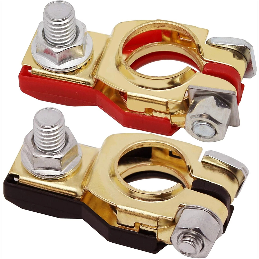 Conector de Clip de abrazadera de Terminal de batería automotriz, 2 uds., para coche, caravana, barco, Clip de cobre, tornillo, piezas de automóvil, accesorios para vehículos: Gris