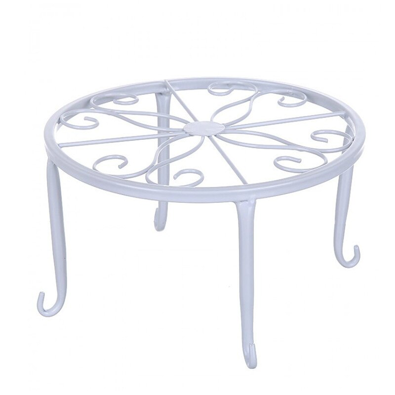 Présentoir rond en fer forgé, pour pots de fleurs, 3 tailles, présentoir rond pour bastion, plantes de jardin, Balcon porte-fleurs: White Large