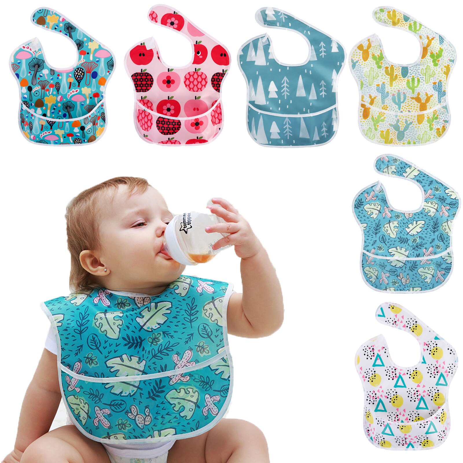 Bavoir en silicone à la pour bébé, imperméable, solide, bavette Bandana pour -né, tissu d'alimentation, écharpe baveuse #4