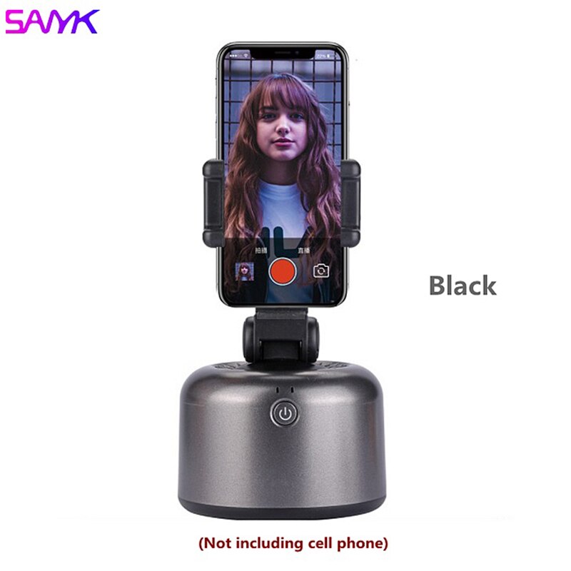 Sanyk 360 ° Smart Auto Tracking Gimbal Stabilizer Gsm Houder Vlogging Kit Led Licht Microfoon Statief Voor Selfie Livestream: Option 1 Black